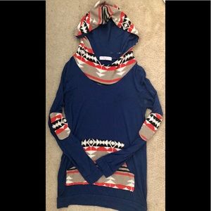 Pink Lily Boutique Hooded Aztec Tunic